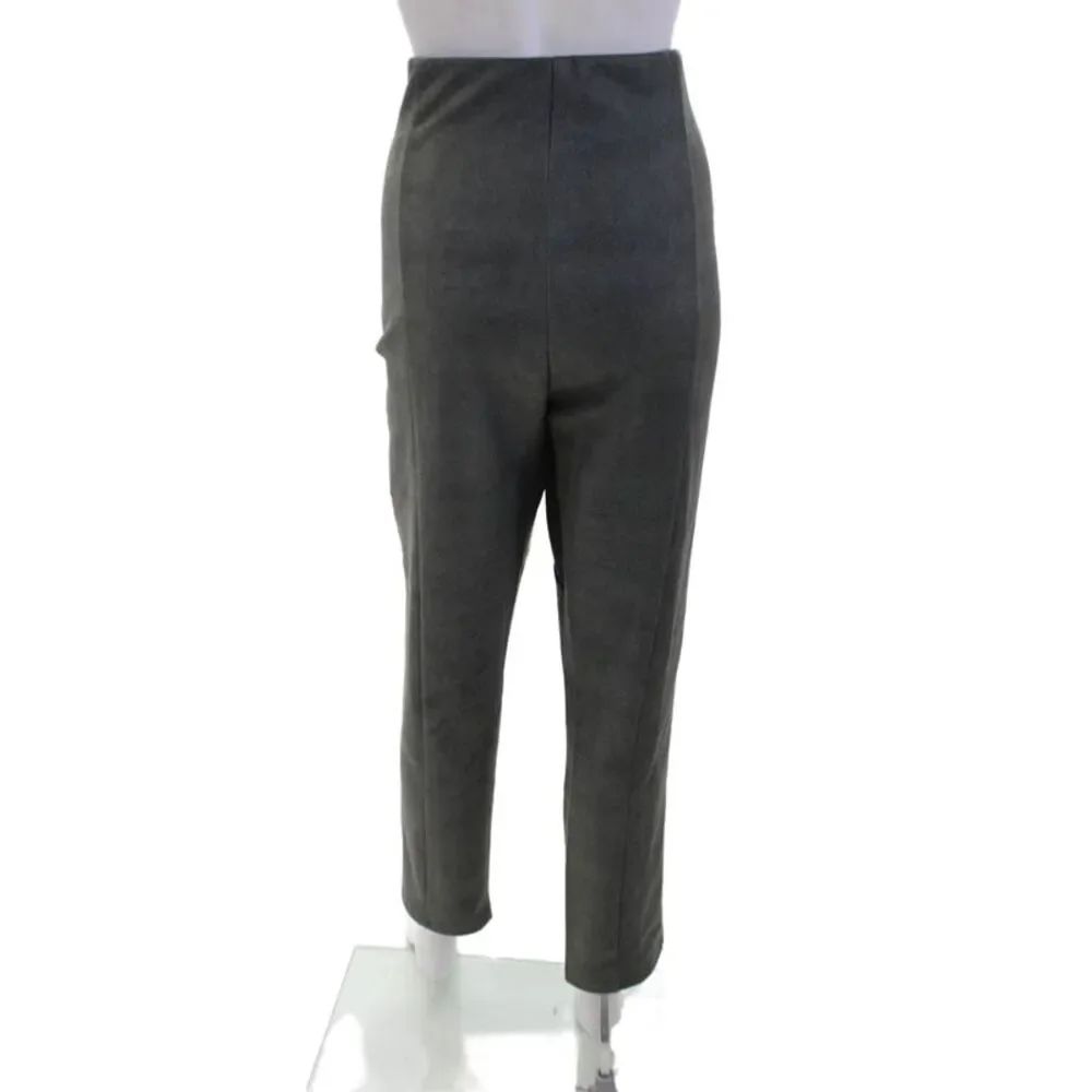 Spanner Womens Faux Suede High Rise Slim Leg Pants Gray Size Extra Large